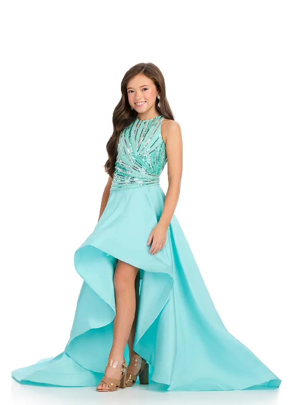 Ashley Lauren Kids 8288 Girls Beaded Sequin High Low Dress Pageant Taffeta Formal Wear