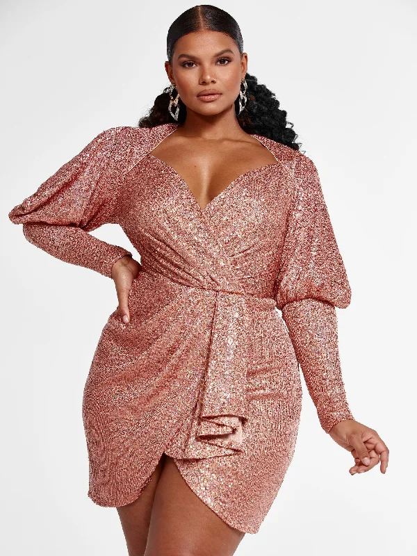 Arielle Faux Wrap Sequin Dress