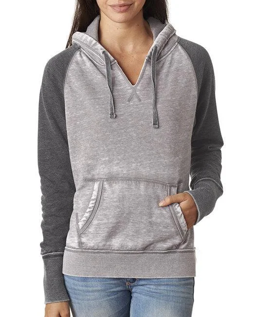 J America Ladies' Zen Contrast Pullover Hooded Sweatshirt JA8926