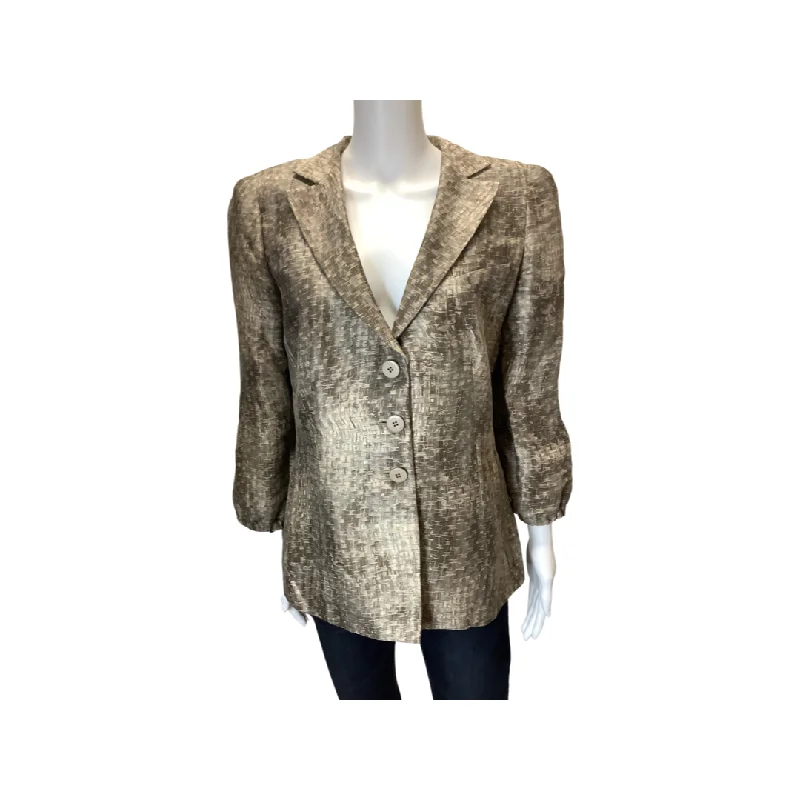 Armani Tan Silk Blend Blazer Size 12