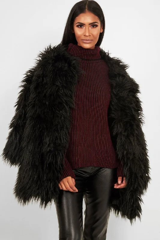 Wine Ottoman Rib Roll Neck Jumper - Renee