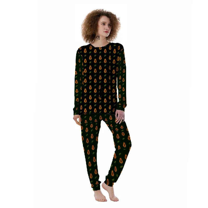 Papaya Exotic Print Pattern Women's Pajamas