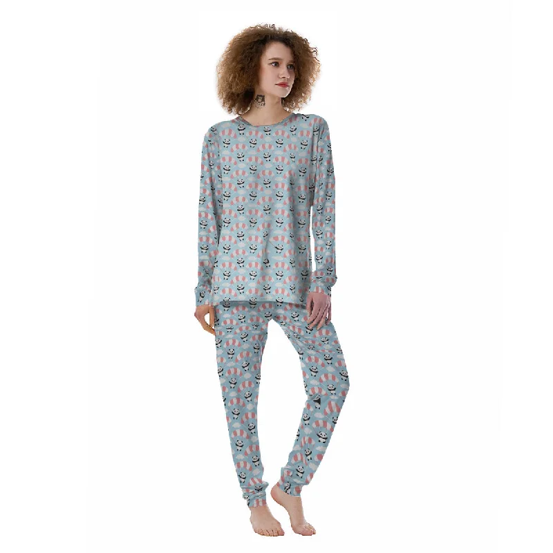 Parachute And Cute Panda Print Pattern Women's Pajamas