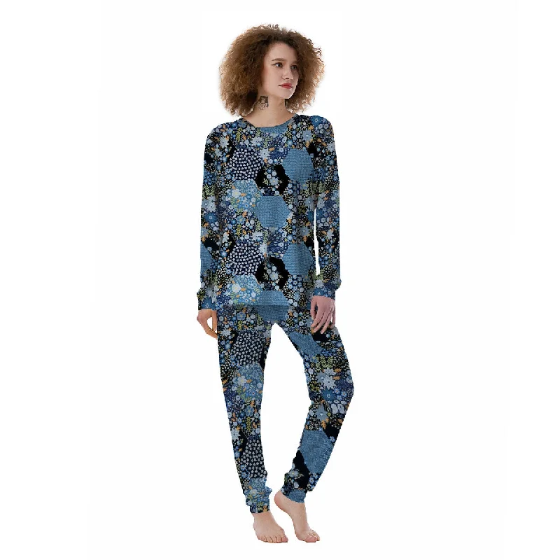 Patchwork Ethnic Floral Print Pattern Women's Pajamas