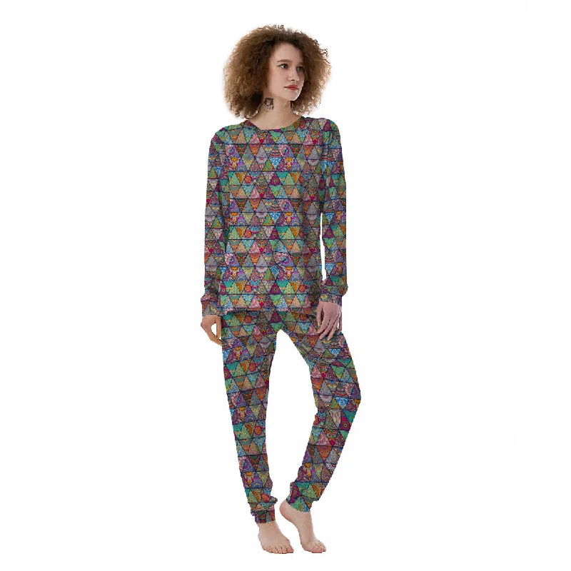 Patchwork Ethnic Mandala Print Pattern Women's Pajamas