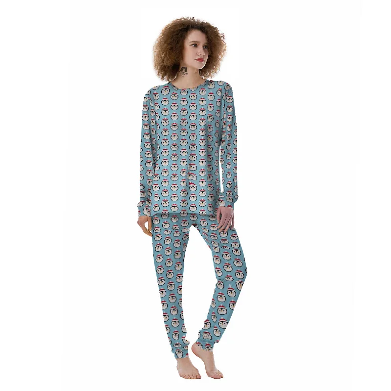 Penguin Face Cute Print Pattern Women's Pajamas