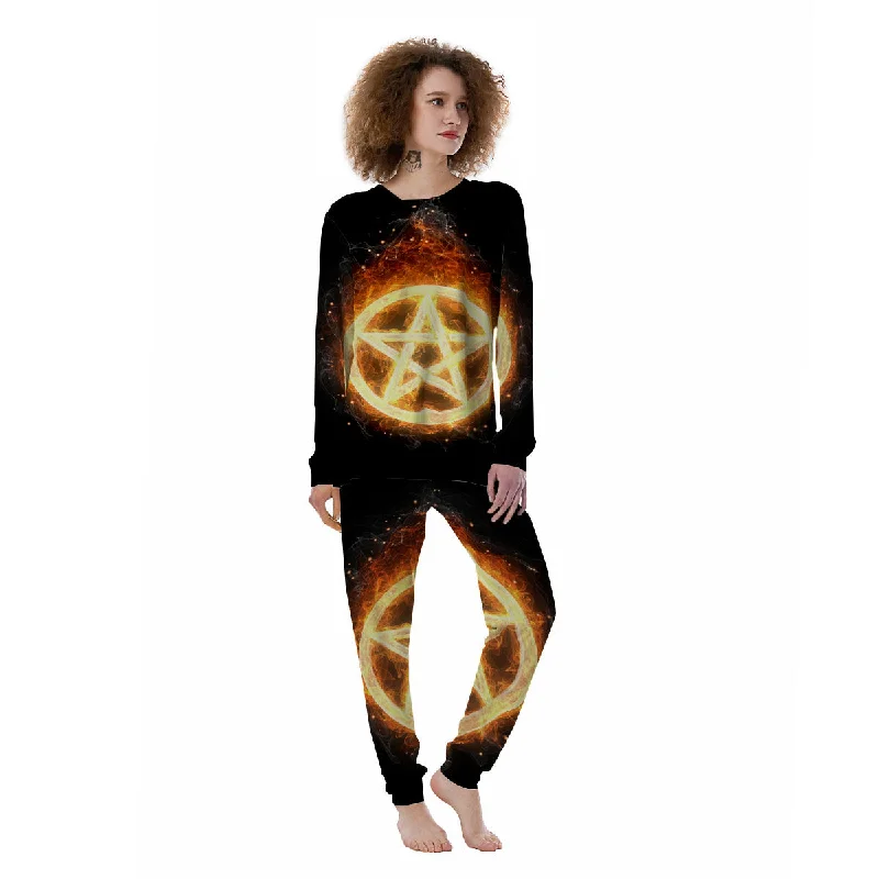 Pentagram Flame Print Women's Pajamas