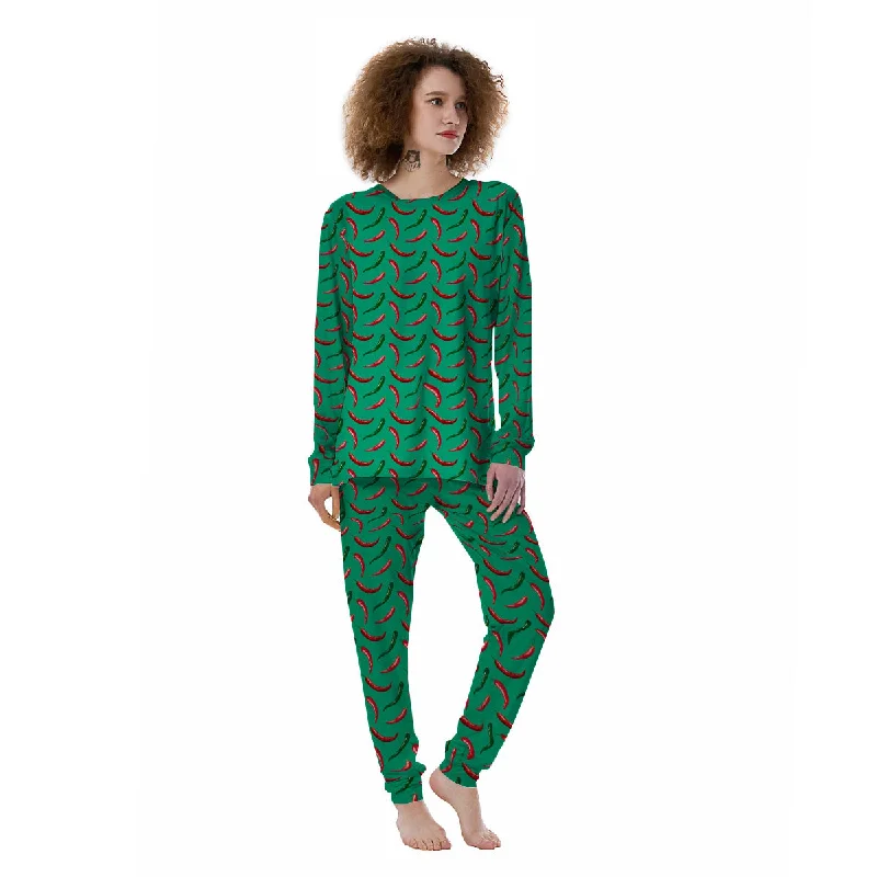 Peppers Chili Green Print Pattern Women's Pajamas