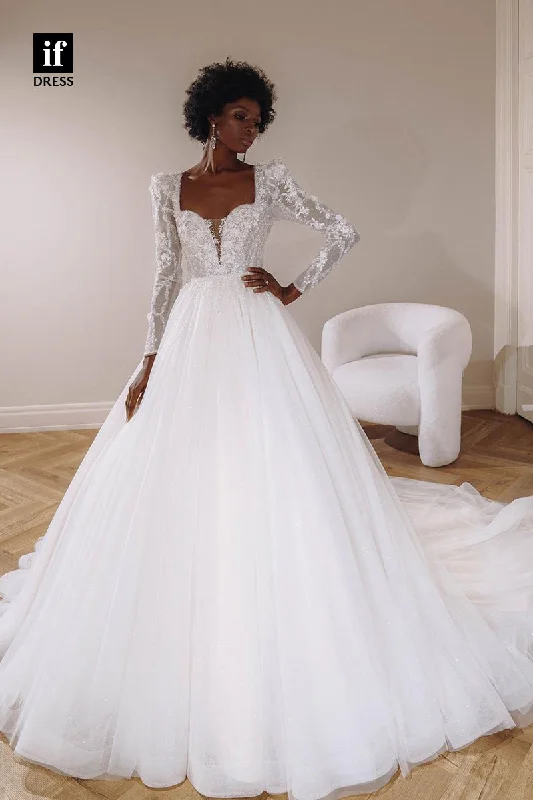 31659 - Honorable A-Line Long Sleeves V-Neck Boho Wedding Dress