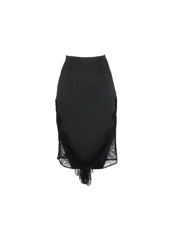 Leah fitted skirt with lace drape in black