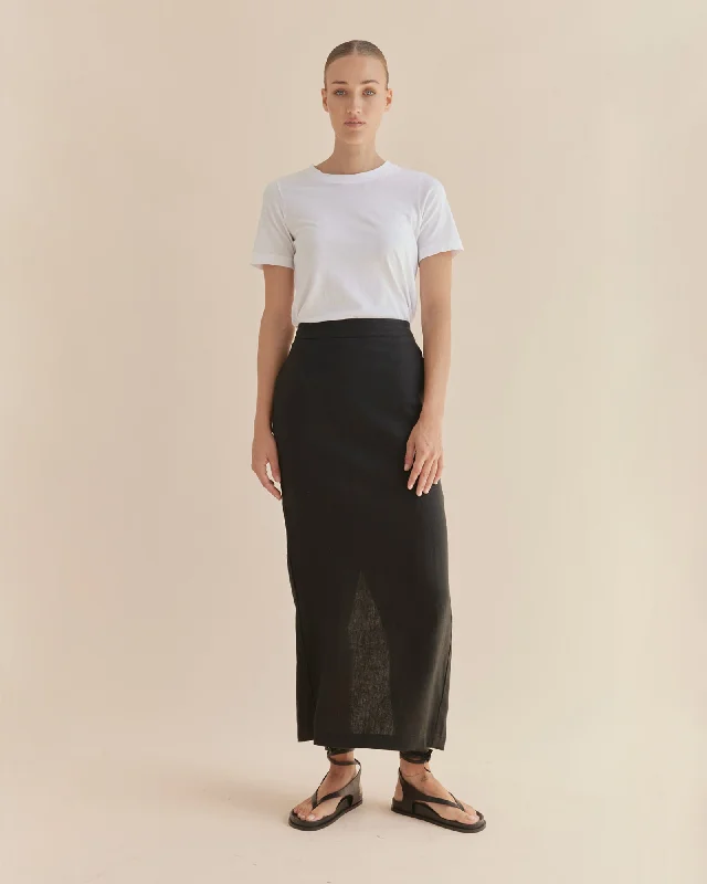 Mabel Linen Skirt - Black