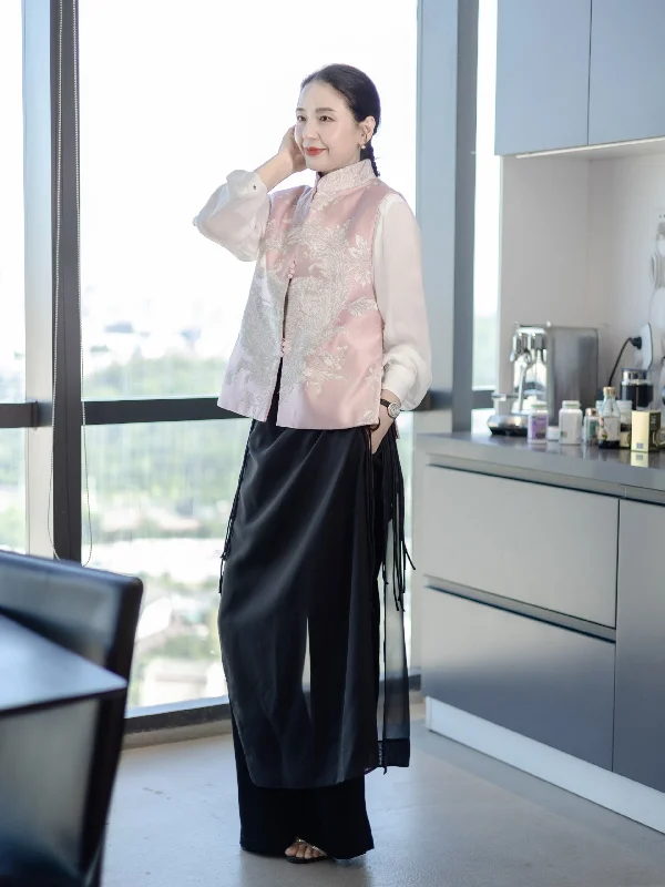 New Chinese style ultra-thin skirt with see-through mesh gauze temperament fashionable summer slimming 33101