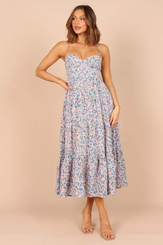 Rio Floral Tie Back Midi Dress