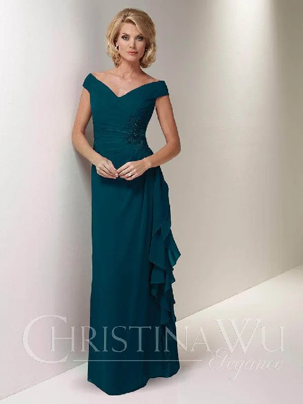 Christina Wu Elegance 17718 - Off Shoulder Chiffon Evening Dress