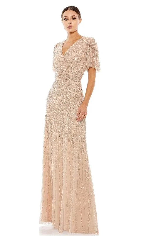 Mother of the Bride Dresses- Flutter Sleeve Beaded Formal Gown 35109