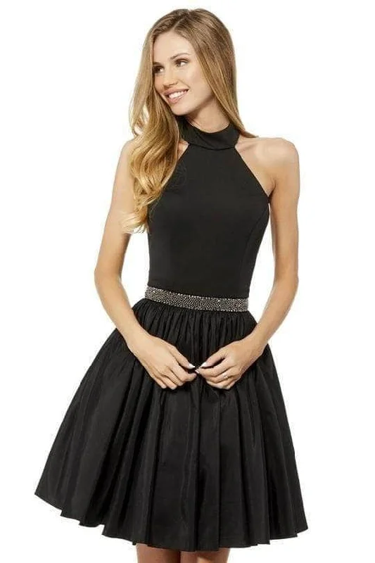 Sherri Hill - 52064 High Halter Neck Cocktail Dress - 1 pc Black In Size 6 Available