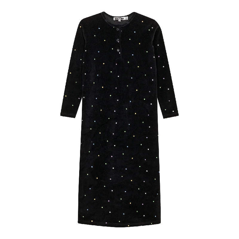 Dot Print Velour Dress