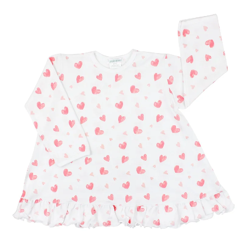 Kids Watercolor Hearts Printed Dress | Girl