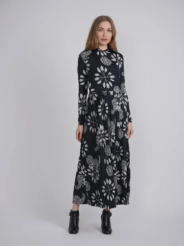 Printed Pleated Wrap Dress