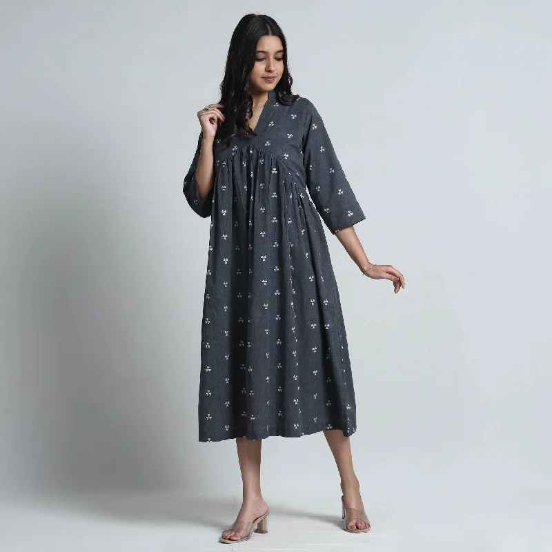 Black - Exquisite Jacquard Cotton Dress