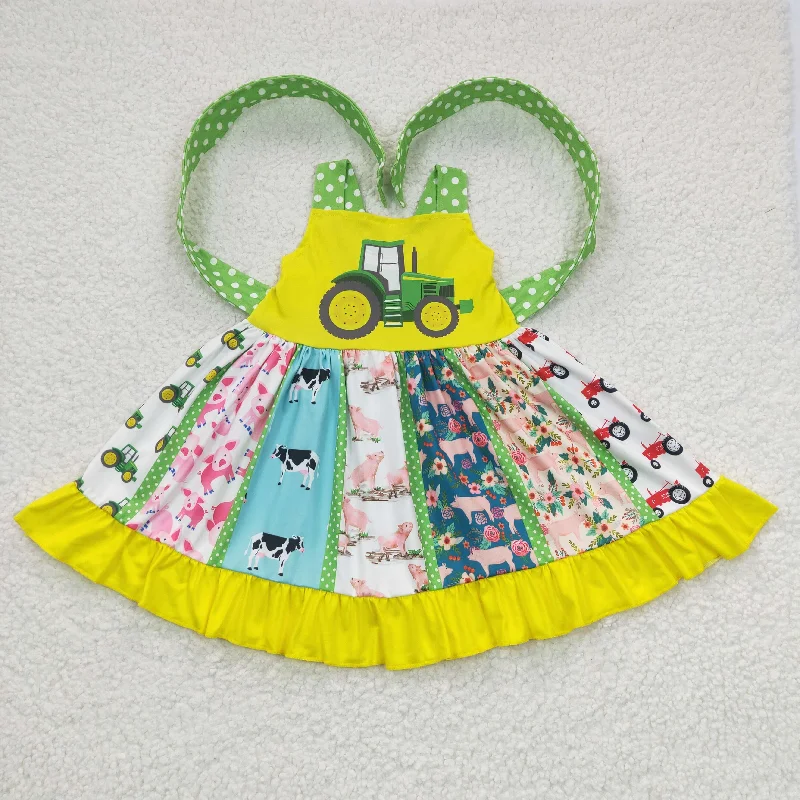 Baby girls farm tractor twirl dress