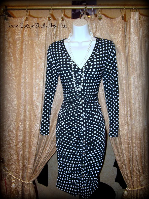 Black with white dot Wiggle Dress