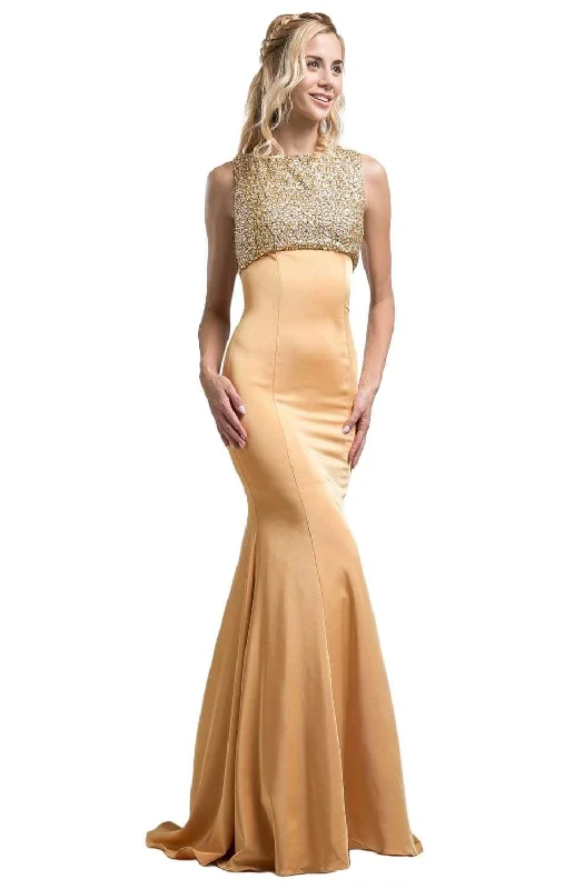 Cinderella Divine - CB758 Sleeveless Empire Satin Gown