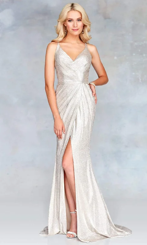 Clarisse - 3766SC Sleeveless V-Neck Sheath Gown With Slit