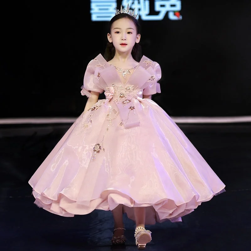 Costume For Piano Performance Western Style Little Girl Host Dress