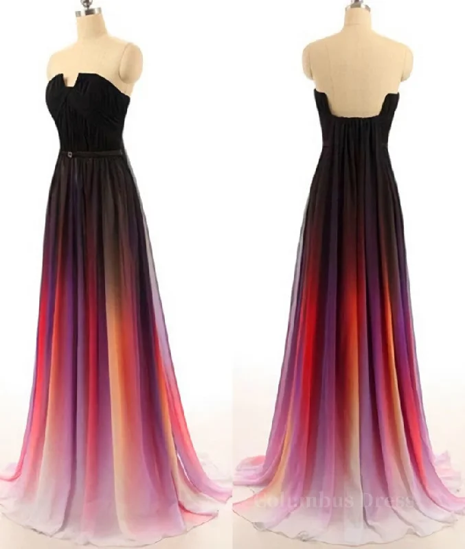 Custom Made Open Back Ombre Colorful Chiffon Corset Prom Dresses, Backless Evening Dresses outfit