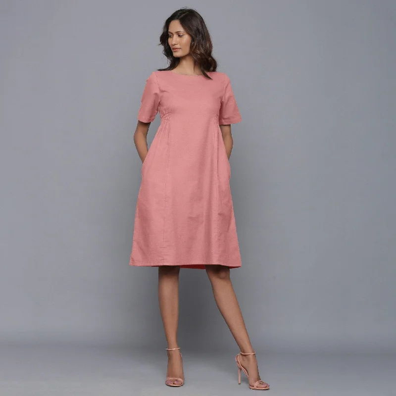 English Rose Warm Cotton Flannel Knee Length Dress