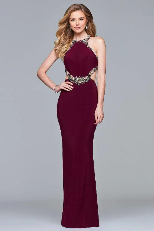 Faviana - s10026SC Sleeveless Embellished Cutout Column Gown