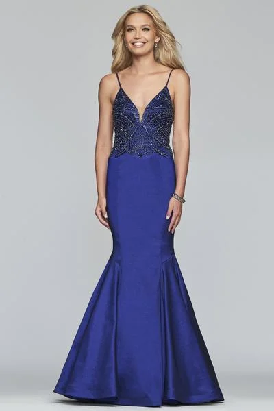 Faviana - S10243SC Embellished Spaghetti Straps Pleated Gown