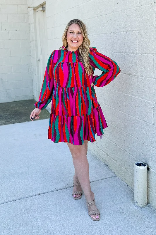 Living On Love Abstract Tiered Dress