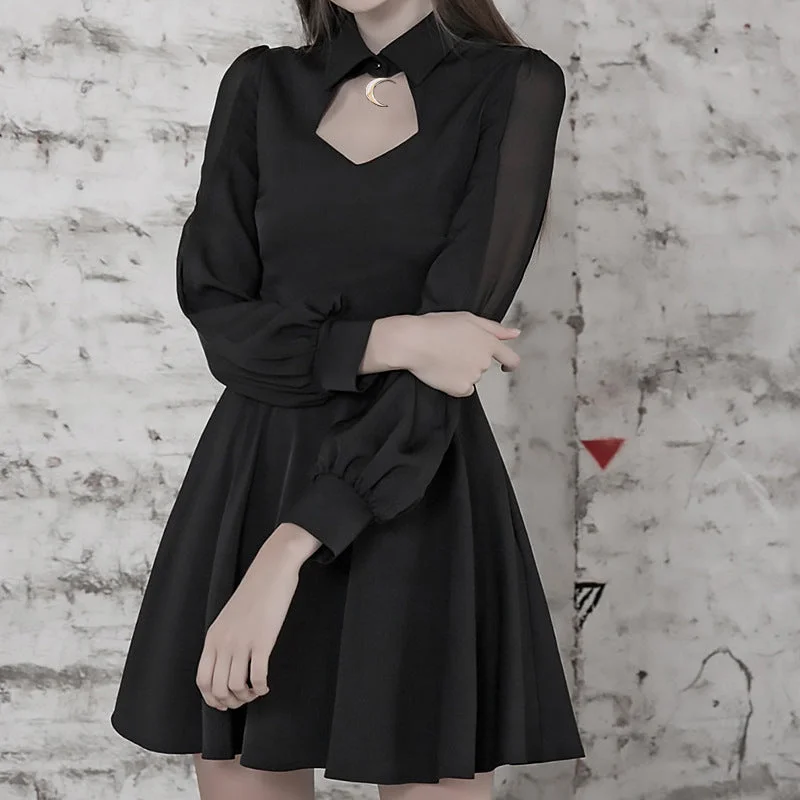 Hollow Moon Collar Dress