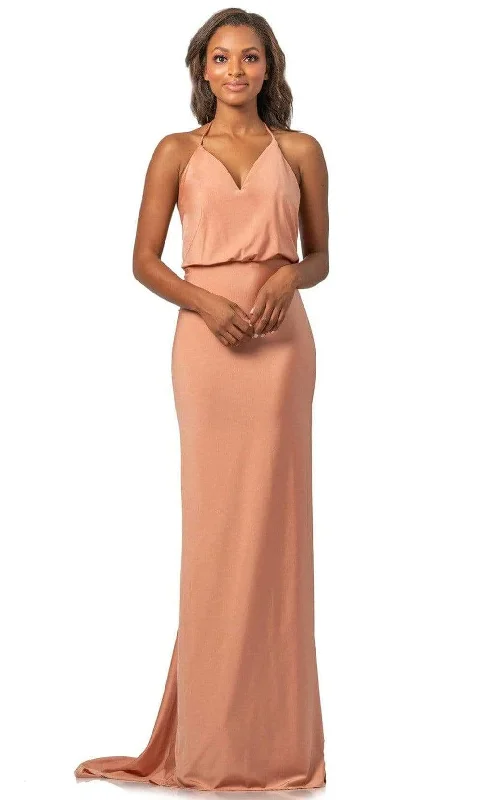 Johnathan Kayne - 2059SC V-Neck Ruched Back Blouson Gown