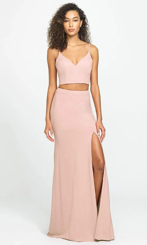 Madison James - 19-123SC V-Neck Two Piece High Slit Dress