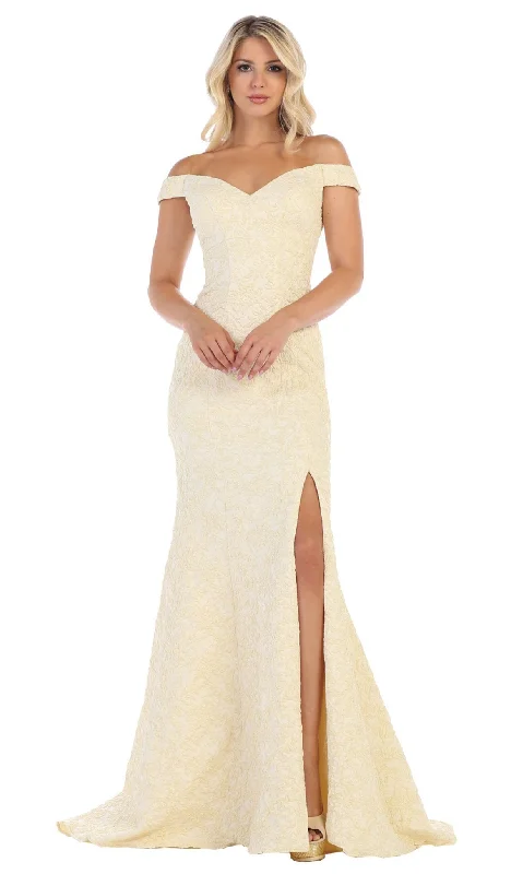 May Queen - RQ7663 V-Neck Trumpet Prom Dress