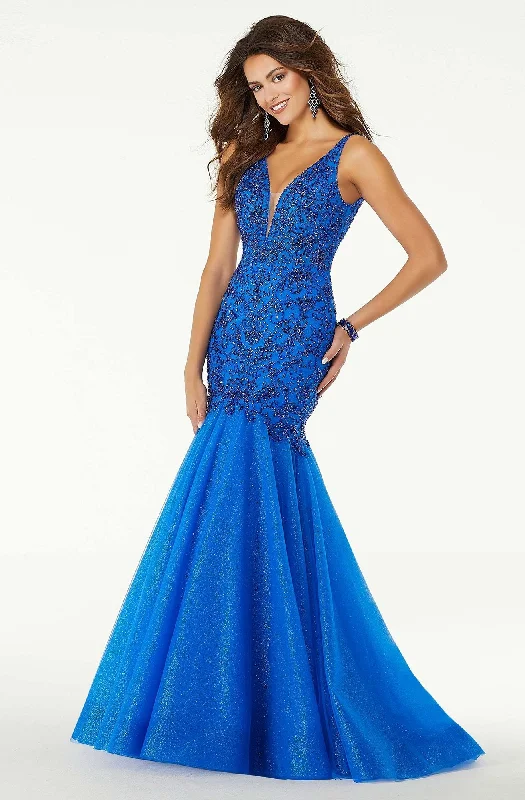 Mori Lee - Low V-Neck Fitted Mermaid Dress 45088