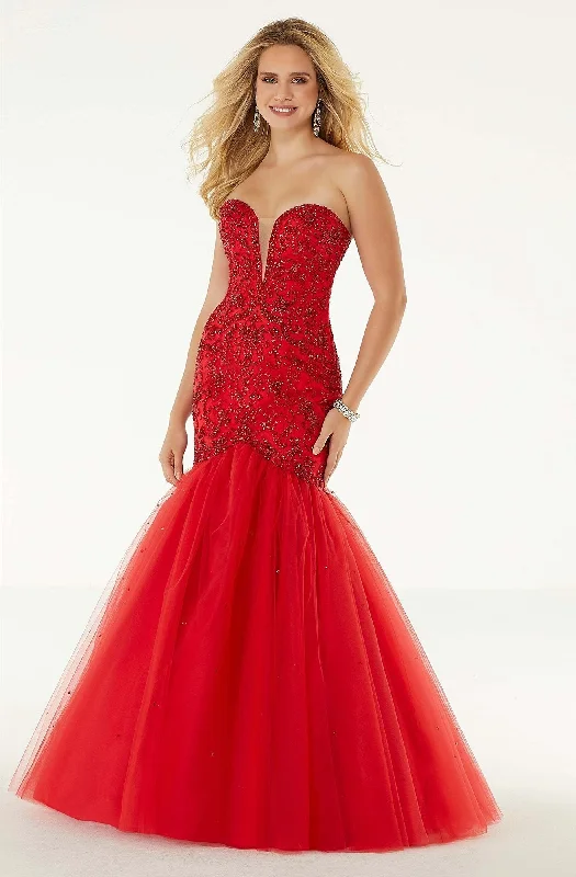 Mori Lee - Strapless Bead Applique Mermaid Dress 45096