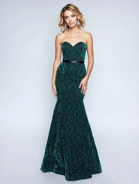 Nina Canacci - 1454SC Sweetheart Embroidered Trumpet Evening Dress