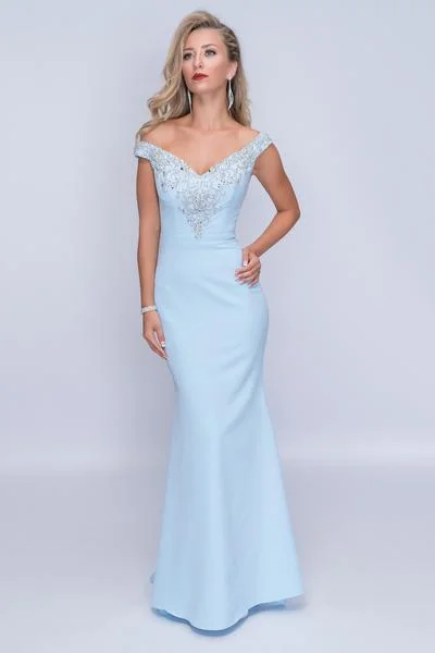 Nina Canacci - 2201SC Beaded Off Shoulder Mermaid Gown