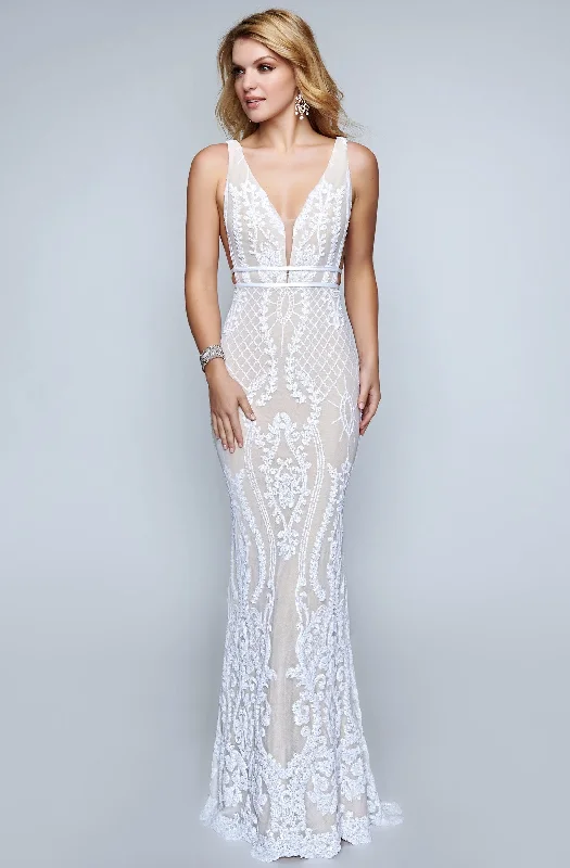 Nina Canacci - 2236SC Embellished Lattice Evening Sheath Gown