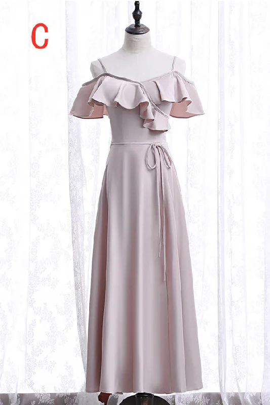 Off the shoulder Light Pink Bridesmaid Dress