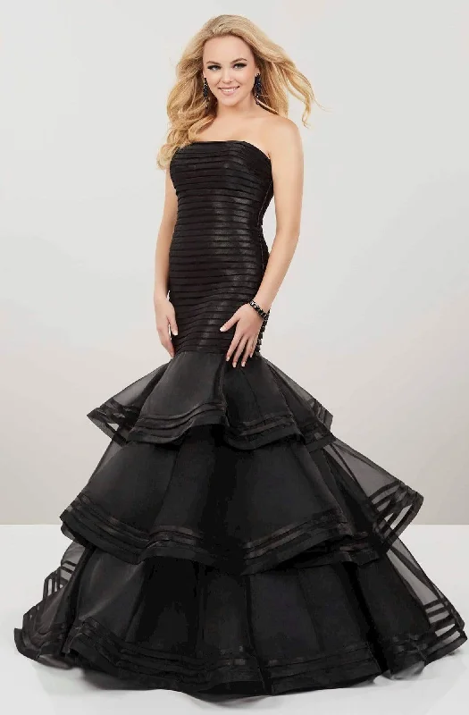 Panoply - 14953SC Tiered and Pleated Organza Layered Gown