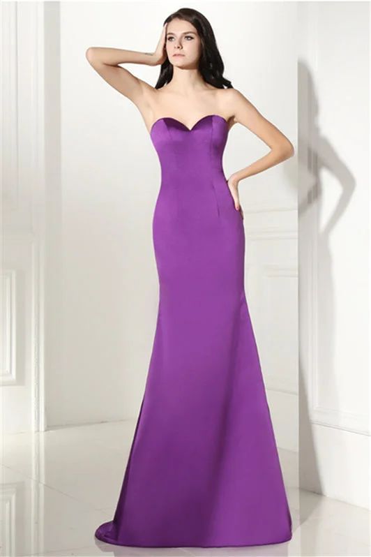 Purple Mermaid Satin Sweetheart Backless Corset Prom Dresses outfit