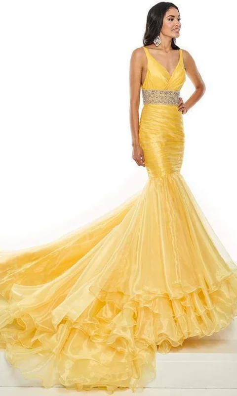 Rachel Allan - 5108SC Sleeveless Pleated Extravagant Mermaid Gown