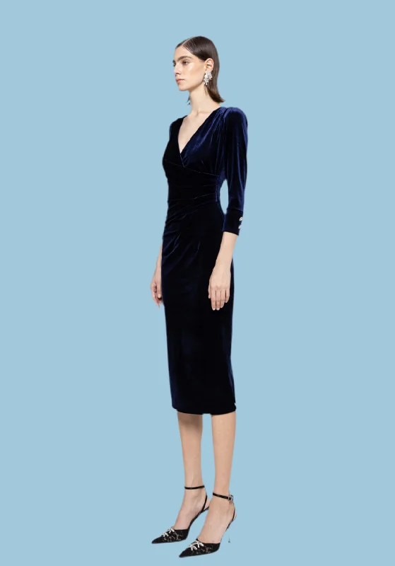 Sapphire velvet Wrap effect Dress