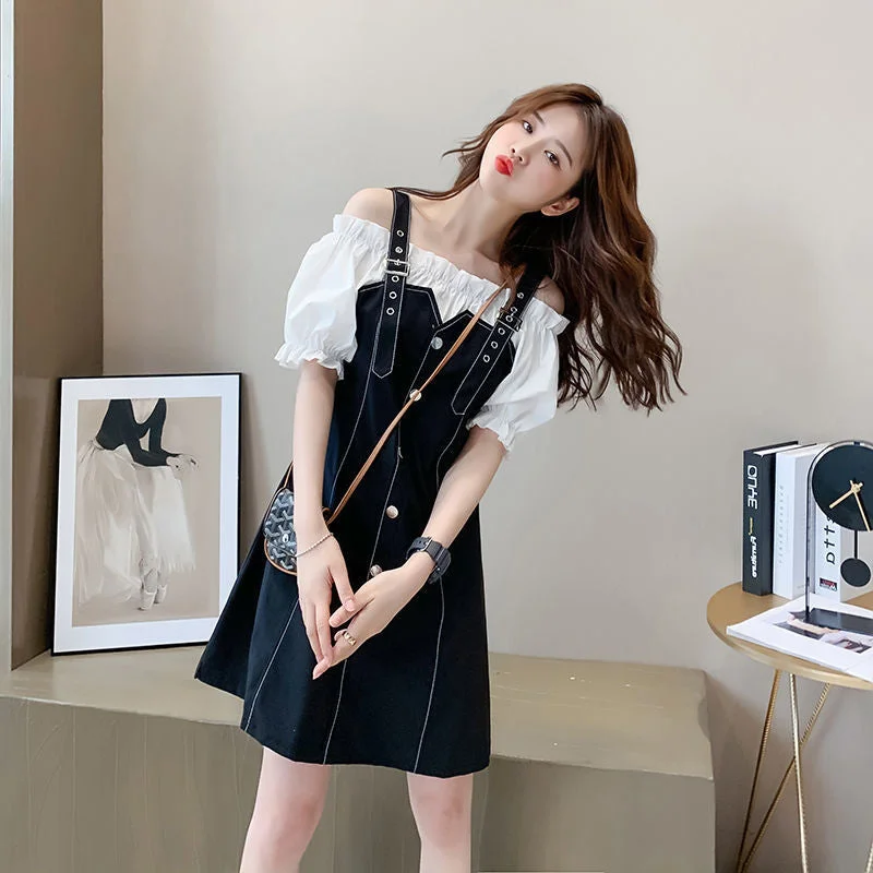 Summer Strap Puff Sleeve Dress