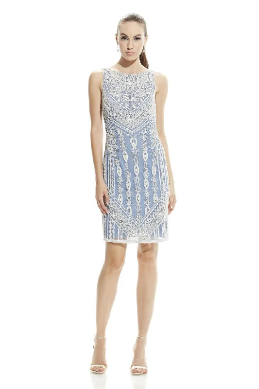 Theia - 882661SC Beaded Sleeveless Mesh Column Dress